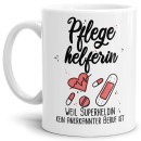 Berufe-Tasse Superheldin Pflegehelferin - Weiß