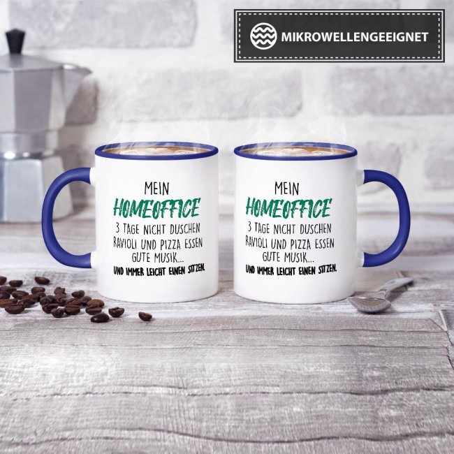 Home-Office Tasse - Immer leicht einen sitzen - Innen &amp; Henkel Dunkelblau