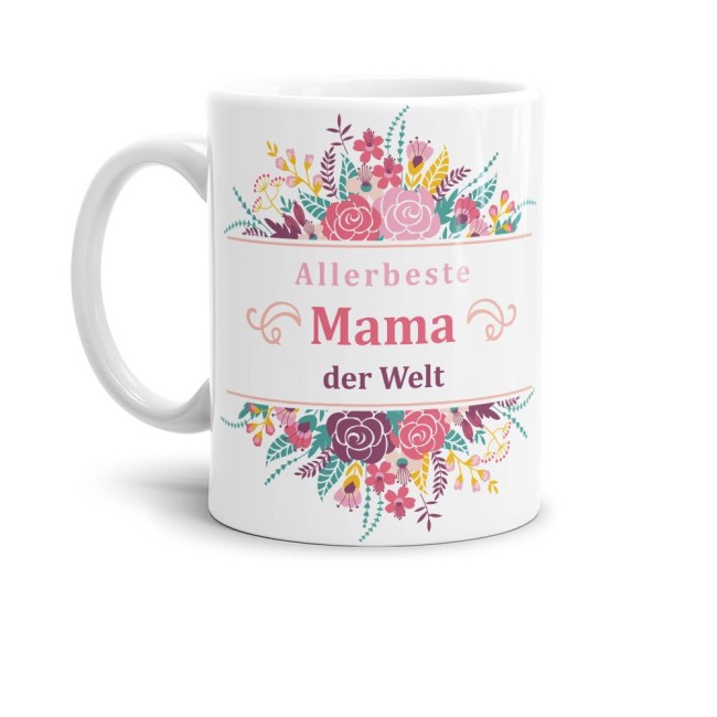 Geschenk-Set zum Muttertag - Allerbeste Mama - Tasse in Wei&szlig; mit Spruch inkl. Gru&szlig;karte und Geschenk-Verpackung
