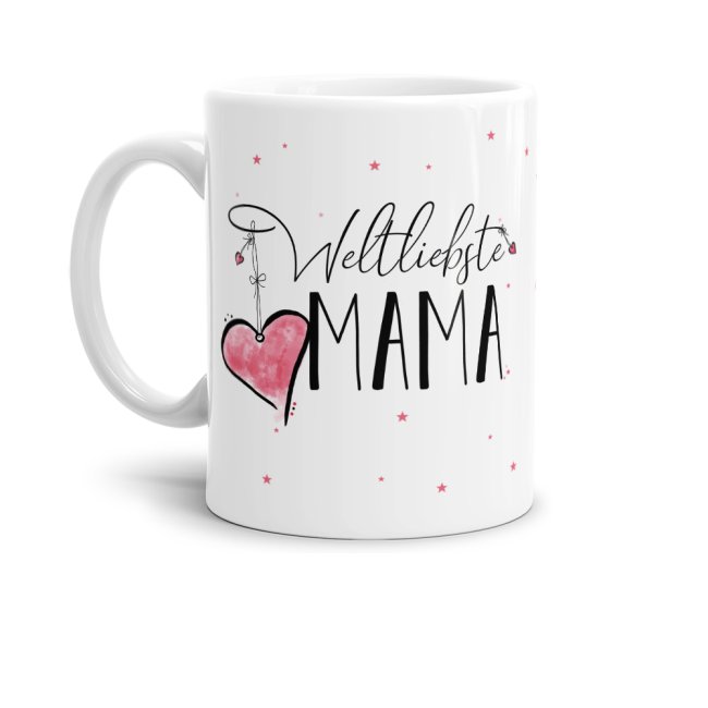 Geschenk-Set zum Muttertag - Weltliebste Mama - Tasse in Wei&szlig; mit Spruch inkl. Gru&szlig;karte und Geschenk-Verpackung