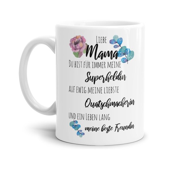 Geschenk-Set zum Muttertag - Liebe Mama Superheldin - Tasse in Wei&szlig; mit Spruch inkl. Gru&szlig;karte und Geschenk-Verpackung