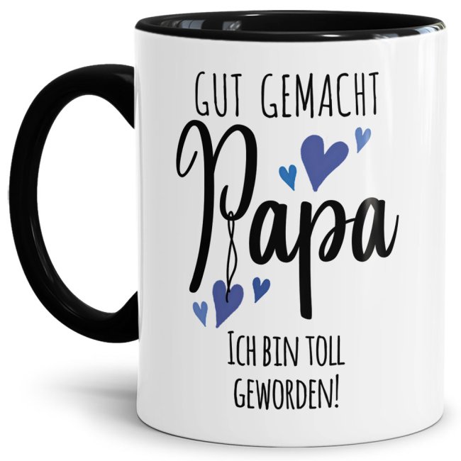 Lustige Tasse mit Spruch f&uuml;r Papa - Ich bin toll - Innen &amp; Henkel Schwarz