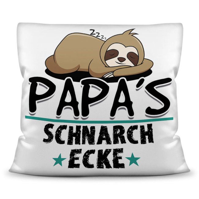 Kuschel-Kissen mit Spruch für Papa - Papas Schnarch-Ecke - Kissen Weiß