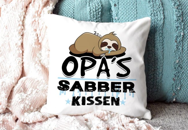 Kuschel-Kissen mit Spruch für Papa und Opa - Sabberkissen
