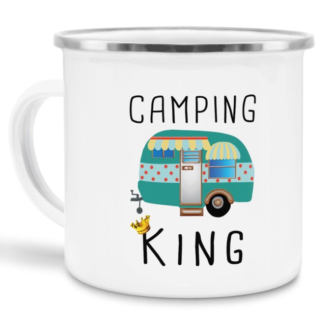Emaille Tasse - Camping King - 480 ml