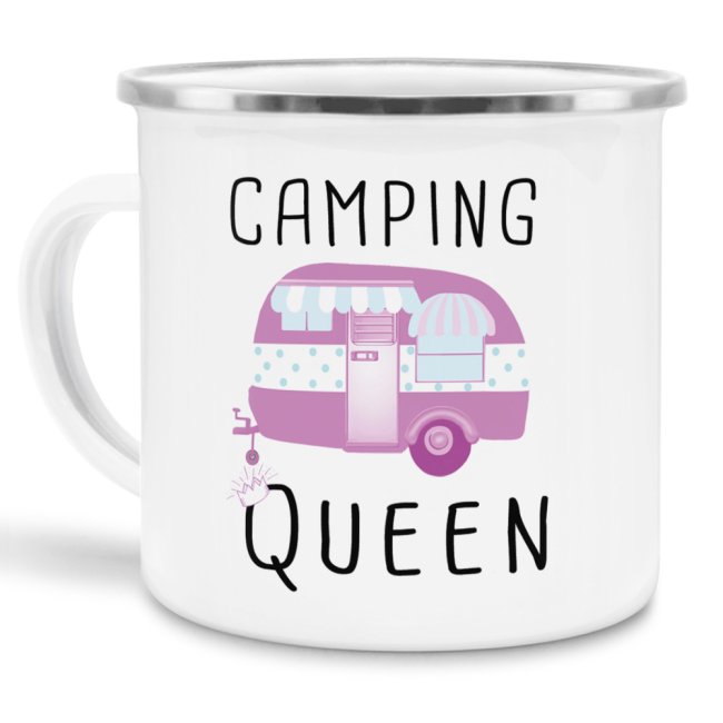 Emaille Tasse - Camping Queen - 480 ml