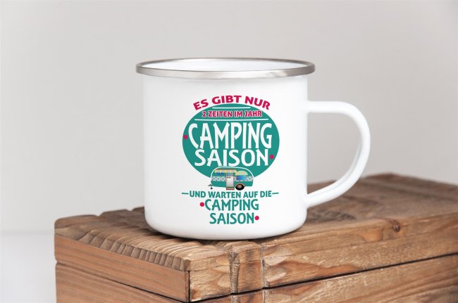 Emaille Tasse -Camping Saison - 300 ml