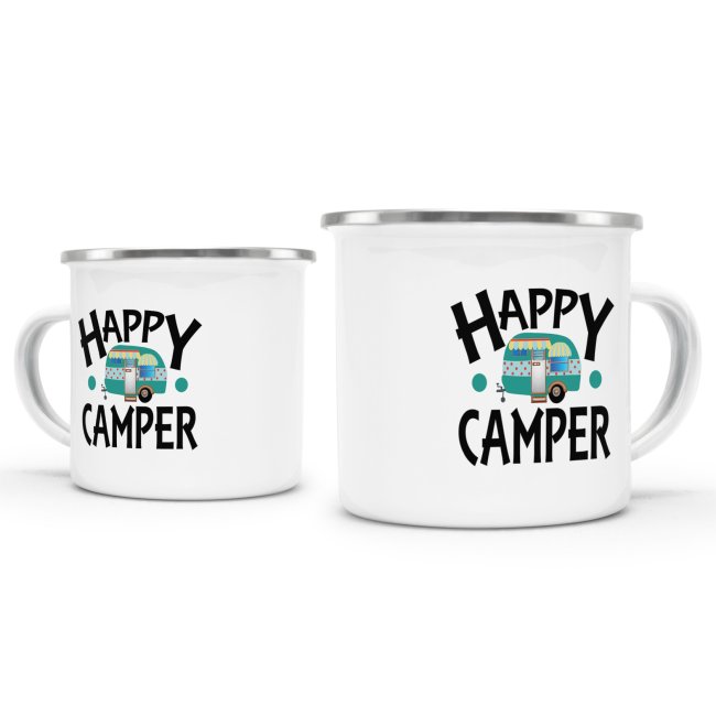 Emaille Tasse - Happy Camper - 300 ml