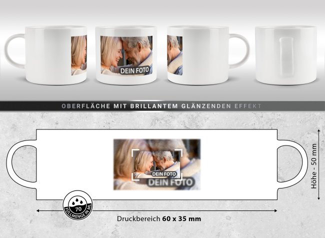 Espresso Tasse Henkel Rund mit Unterteller - 60 x 35 mm