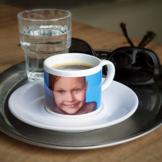Espresso Tasse Henkel Rund mit Unterteller - 145 x 40 mm
