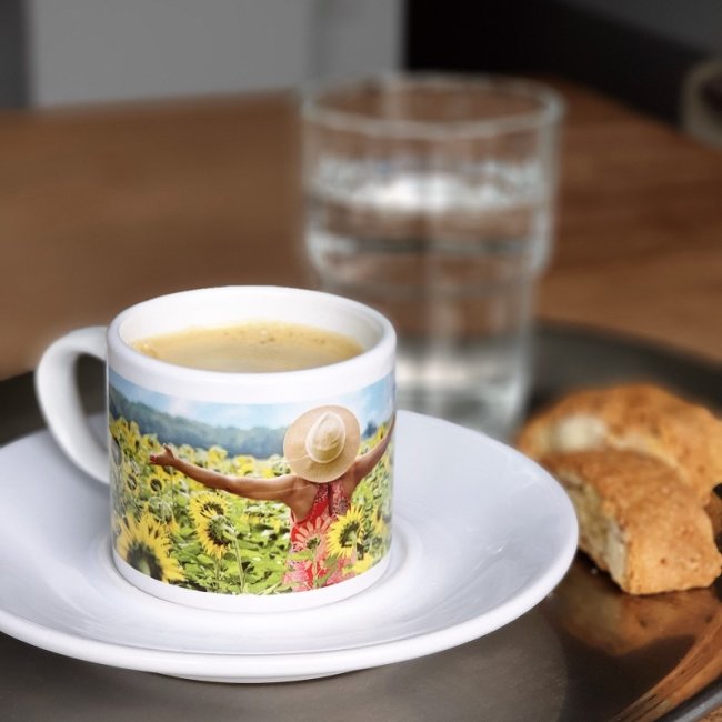 Espresso Tasse Henkel Rund mit Unterteller - 145 x 40 mm