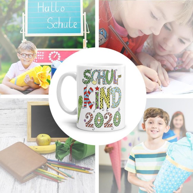 Tasse für Kinder zur Einschulung mit Spruch - Schulkind 2020 Junge - Weiß