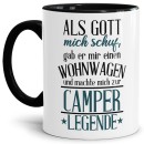 Tasse mit Spruch - Camperlegende -  Innen & Henkel Schwarz