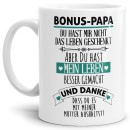 Tasse mit Spruch - Danke Bonus Papa - Weiß