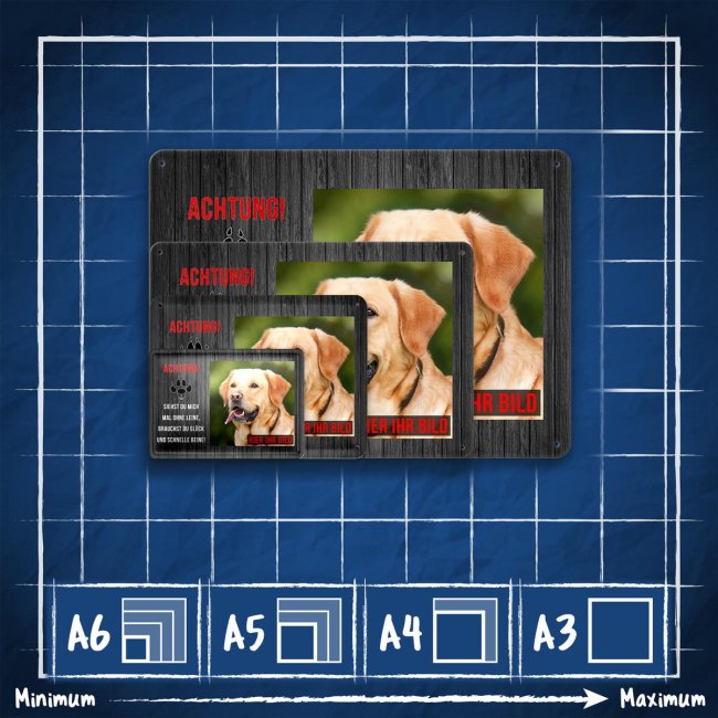 Hundeschild mit Foto und Spruch - Siehst Du mich mal ohne Leine - Querformat DIN A4