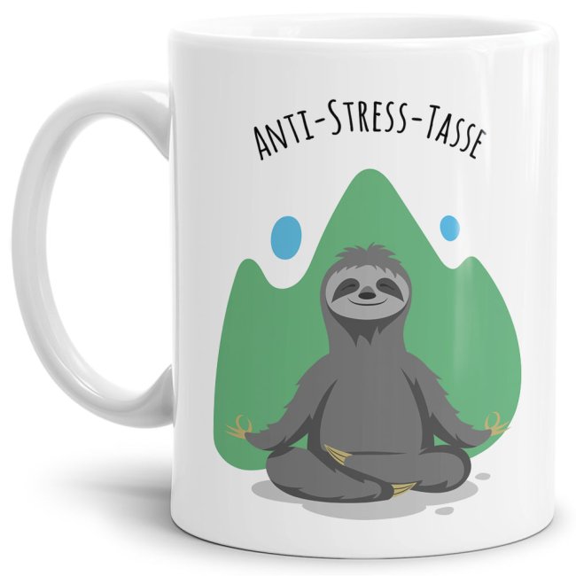 Anti Stress Tasse - Faultier - Wei&szlig;