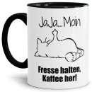 Tasse mit lustigem Spruch - N&ouml;-Katze Ja Ja Moin -...