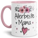 Tasse mit schönem Blumenmotiv - Allerbeste Mama - Innen &...