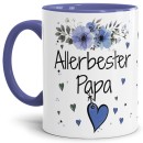 Tasse mit schönem Blumenmotiv - Allerbester Papa - Innen...