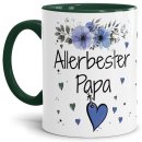Tasse mit schönem Blumenmotiv - Allerbester Papa - Innen...