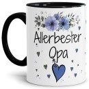 Tasse mit schönem Blumenmotiv - Allerbester Opa - Innen &...
