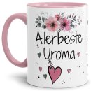 Tasse mit schönem Blumenmotiv - Allerbeste Uroma - Innen...