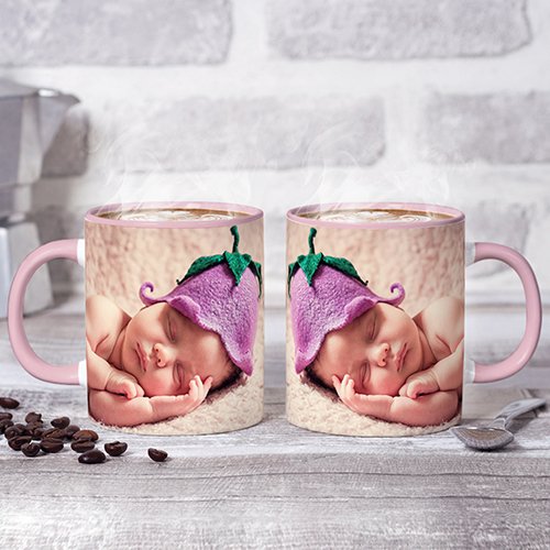 Farbige Fototasse in Rosa - Panorama Druck