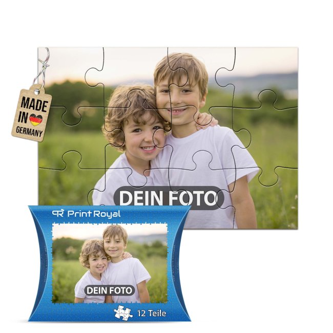 Holzpuzzle 12 Teile inkl. bedrucktem Karton