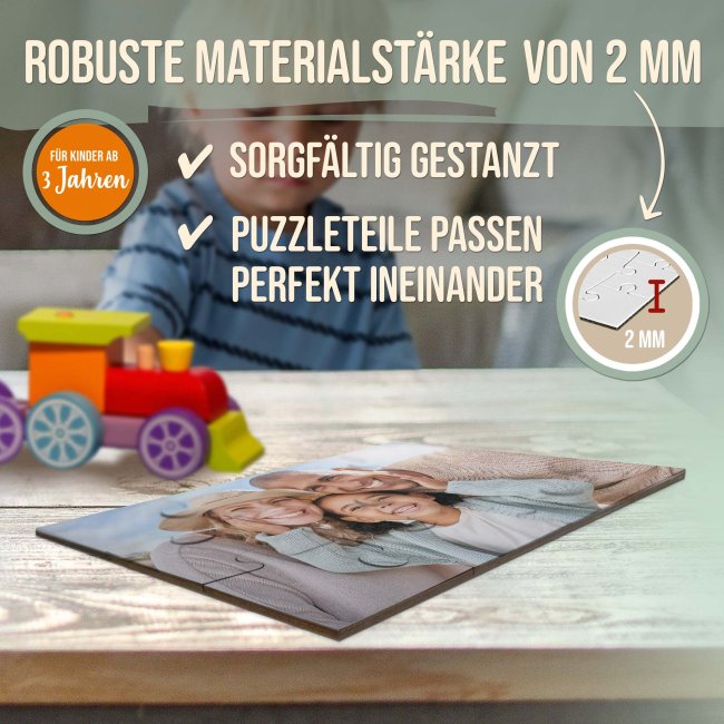 Holzpuzzle 12 Teile inkl. bedrucktem Karton