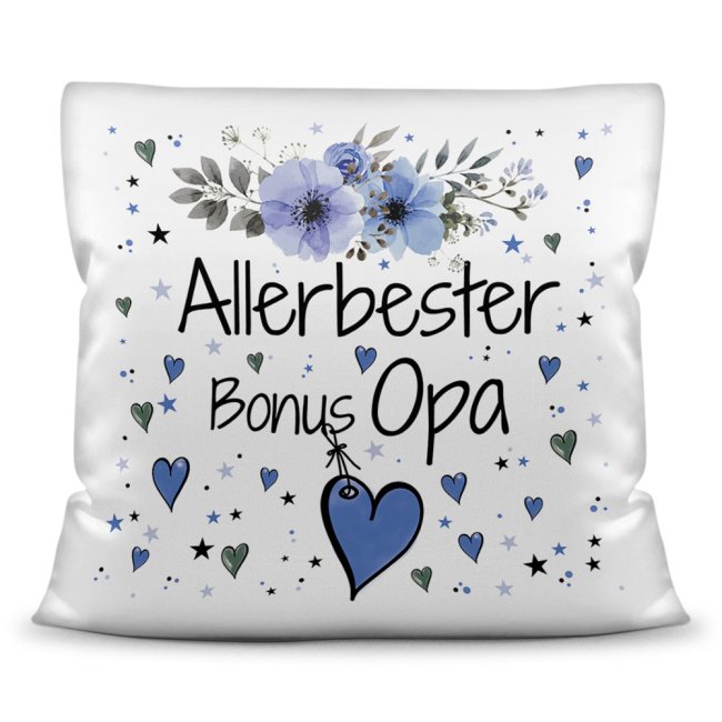 Kissen inkl. Kissenf&uuml;llung mit Spruch - Allerbester Bonus Opa - Kissen Polyester - Wei&szlig;