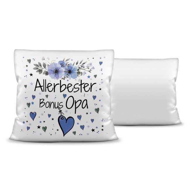 Kissen inkl. Kissenf&uuml;llung mit Spruch - Allerbester Bonus Opa - Kissen Polyester - Wei&szlig;