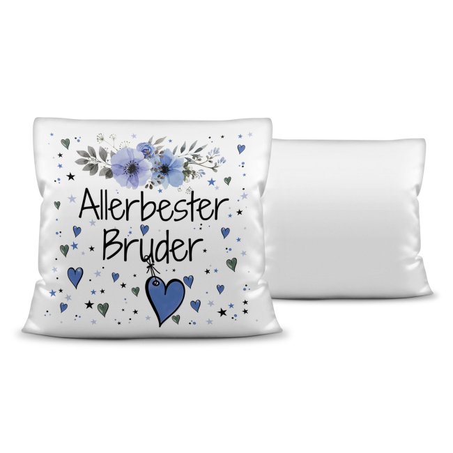 Kissen inkl. Kissenf&uuml;llung mit Spruch - Allerbester Bruder - Kissen Polyester - Wei&szlig;