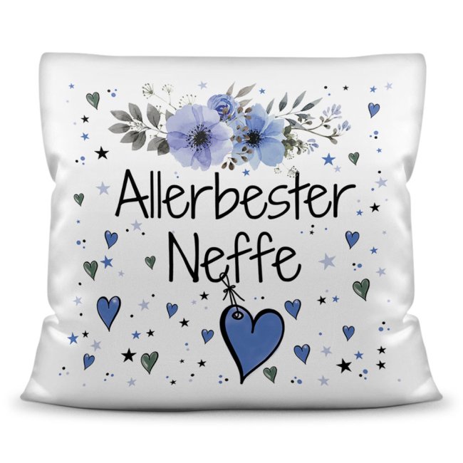 Kissen inkl. Kissenf&uuml;llung mit Spruch - Allerbester Neffe - Kissen Polyester - Wei&szlig;