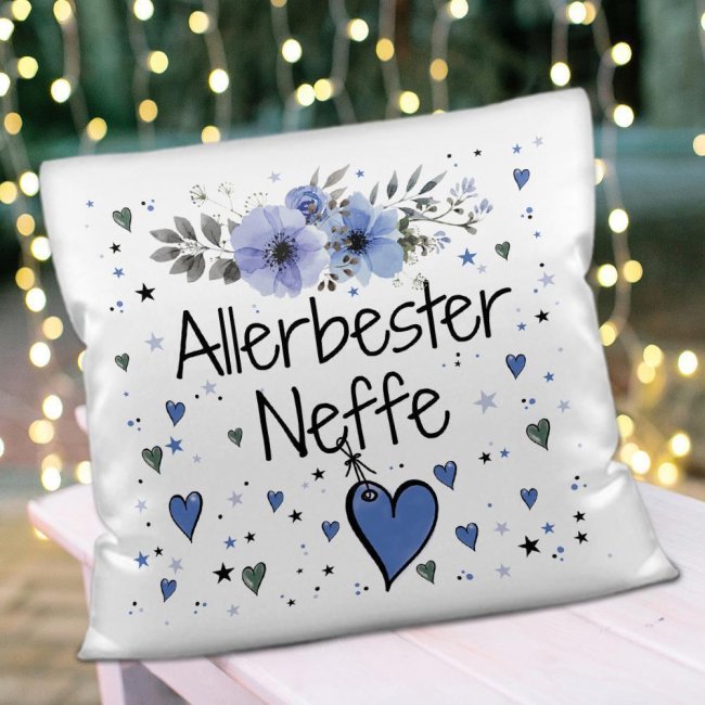 Kissen inkl. Kissenf&uuml;llung mit Spruch - Allerbester Neffe - Kissen Polyester - Wei&szlig;