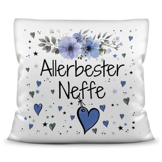 Kissen inkl. Kissenf&uuml;llung mit Spruch - Allerbester Neffe - Kissen Polyester - Wei&szlig;