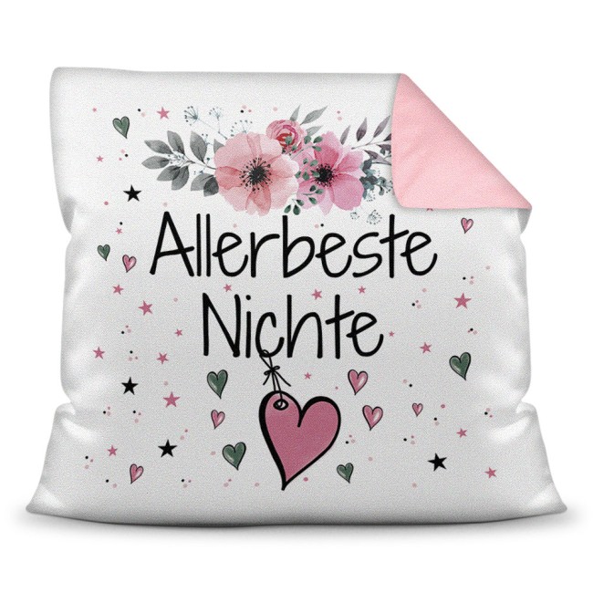 Kissen inkl. Kissenf&uuml;llung mit Spruch - Allerbeste Nichte - Farbkissen R&uuml;ckseite Rosa