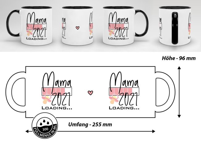 Tasse Loading - Du wirst Mama 2021 - Schwarz