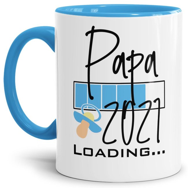Tasse Loading - Du wirst Papa 2021 - Hellblau