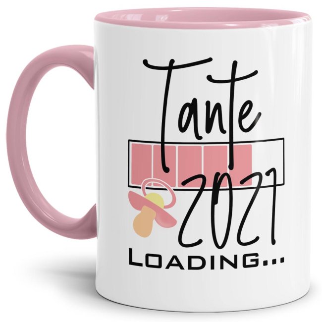 Tasse Loading Du wirst Tante 2021 Rosa, 8,95