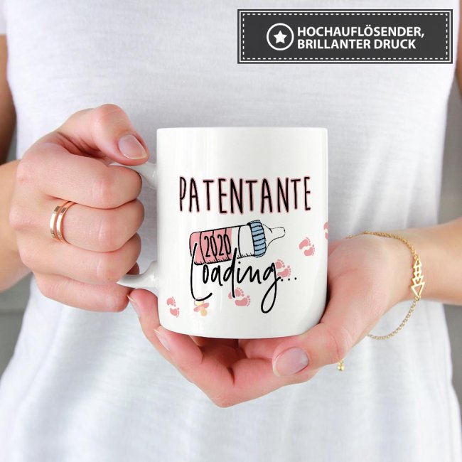 Tasse Babynews - Du wirst Patentante 2020 - Wei&szlig;