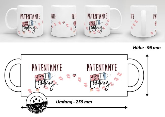 Tasse Babynews - Du wirst Patentante 2020 - Wei&szlig;