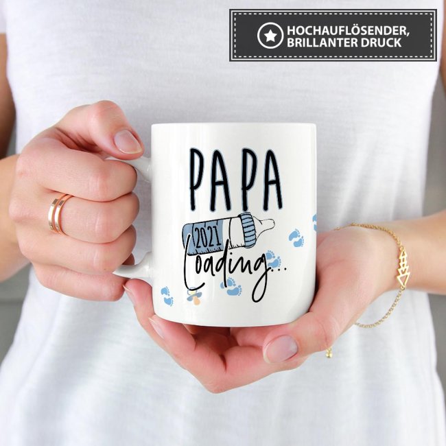 Tasse Babynews Du wirst Papa 2021 Weiß, 8,95