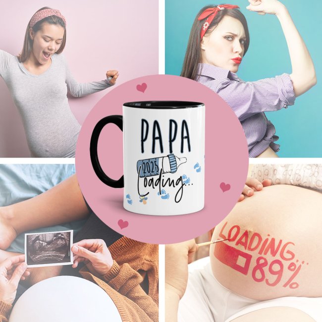 Tasse Babynews - Du wirst Papa 2025 - Schwarz