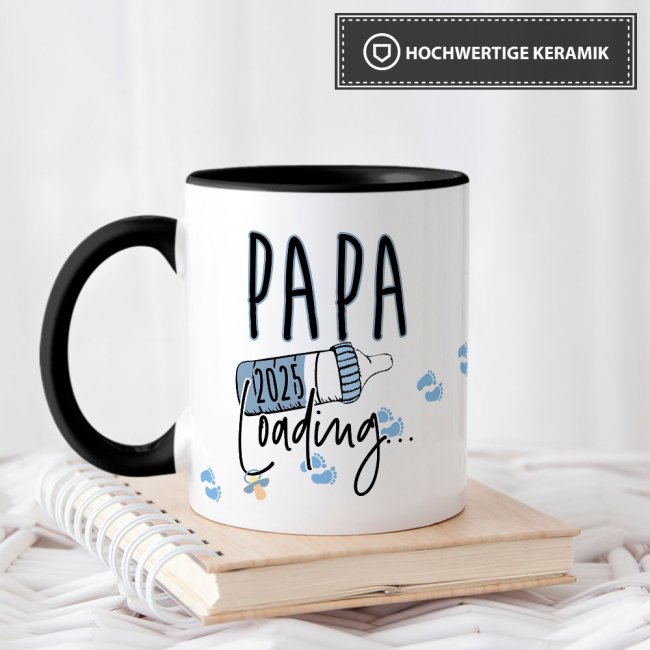 Tasse Babynews - Du wirst Papa 2025 - Schwarz