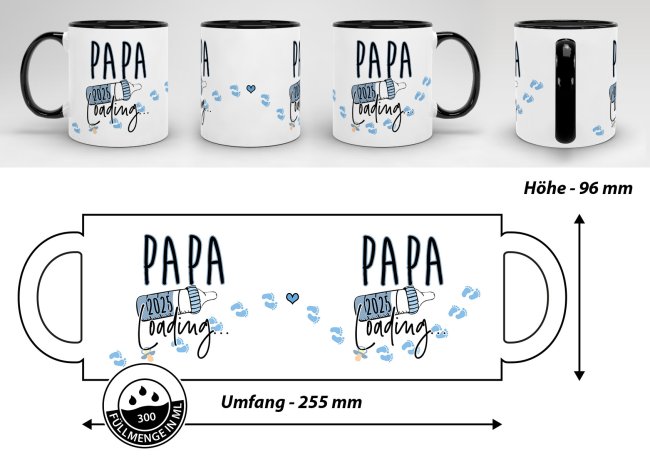 Tasse Babynews - Du wirst Papa 2025 - Schwarz