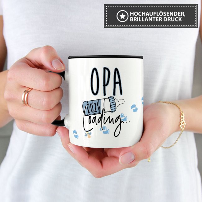 Tasse Babynews - Du wirst Opa 2025 - Schwarz