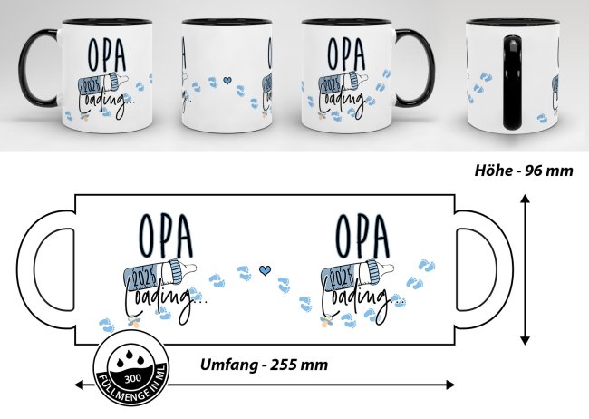 Tasse Babynews - Du wirst Opa 2025 - Schwarz
