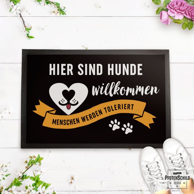 Fu&szlig;matte mit Spruch - Hier sind Hunde willkommen - 75 x 50 cm