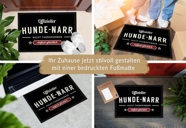 Fu&szlig;matte mit Spruch - Offizieller Hunde-Narr - 75 x 50 cm