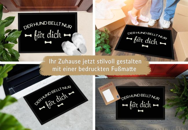 Fu&szlig;matte mit Spruch - Der Hund bellt nur - 75 x 50 cm